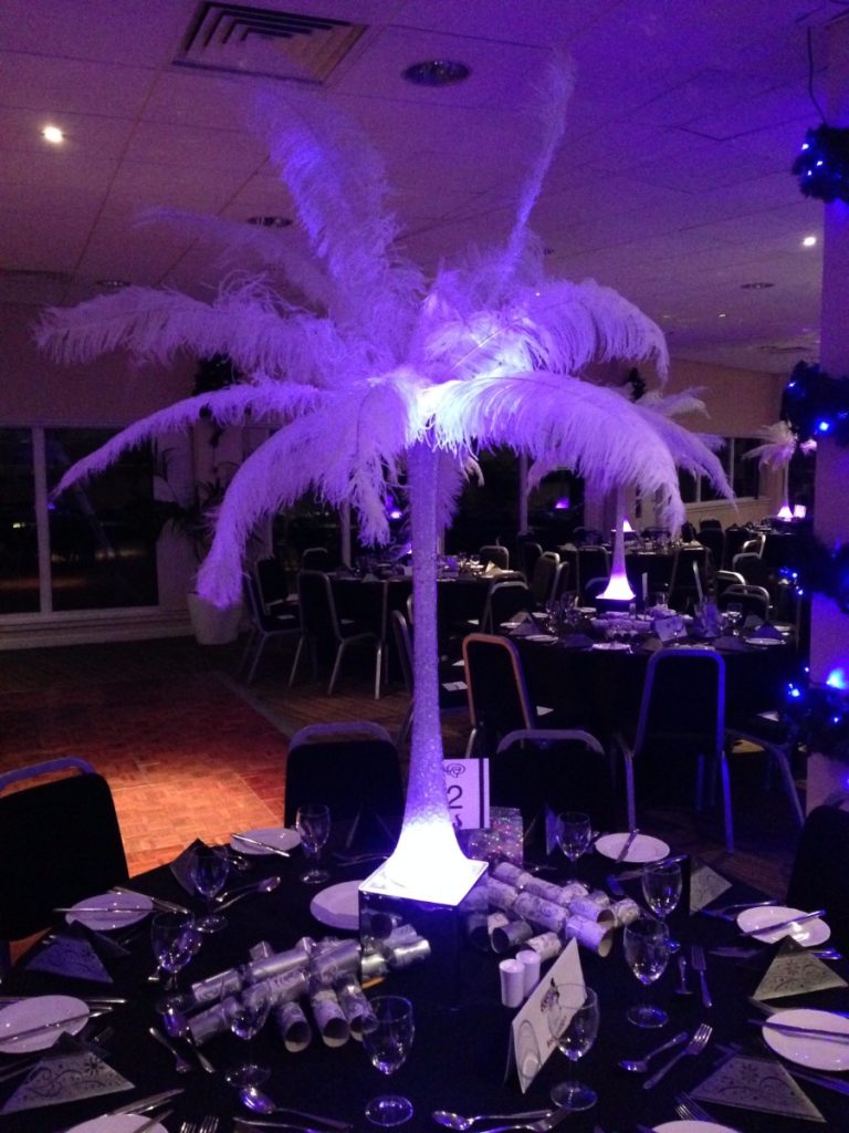 light up feather plume table centre