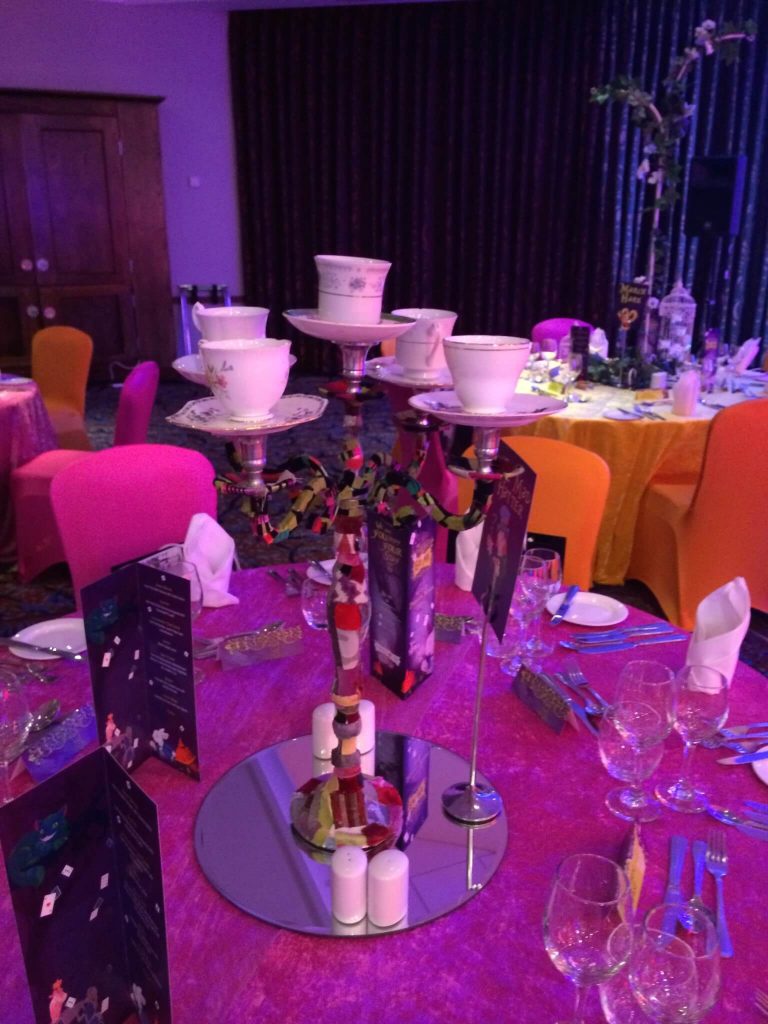 Alice In Wonderland Tea Cup Candelabra Table Centre