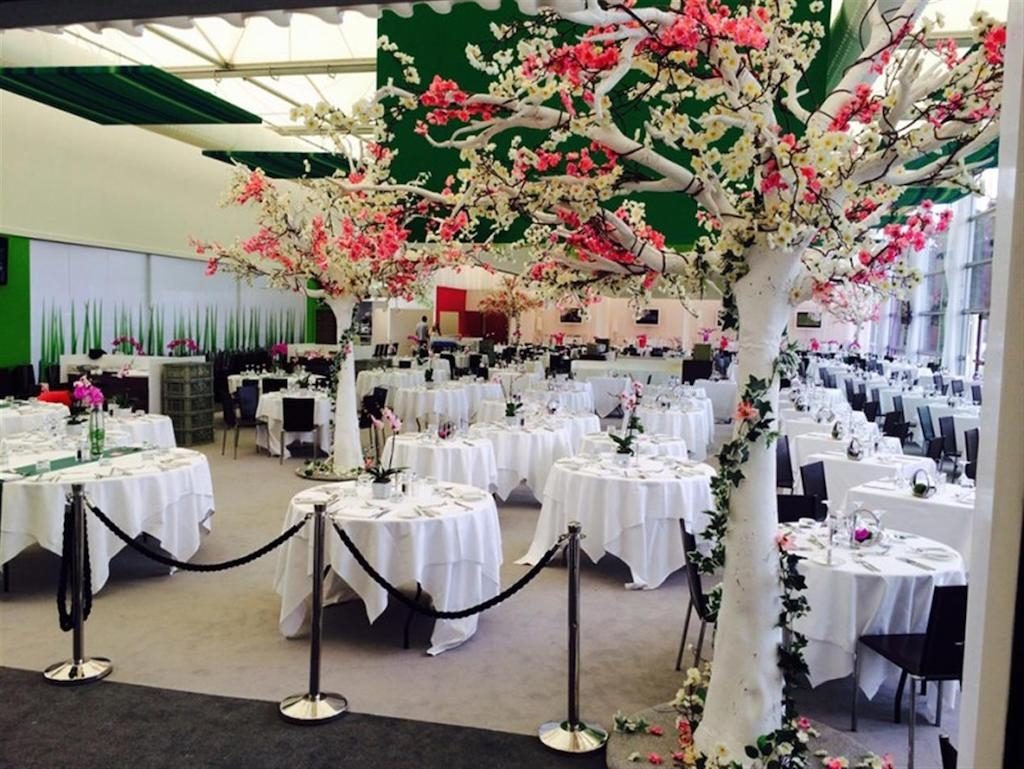white and pink cherry blossom tree gala dinner cluster room decor artificial faux fake not real look alikes