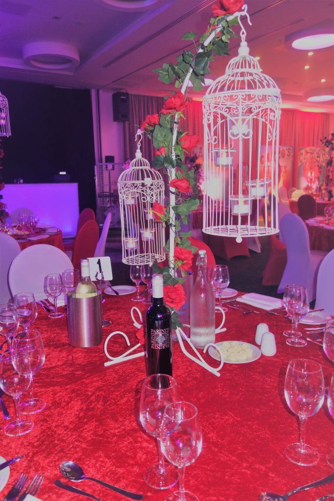 bird cage table centres hire alice in wonderland