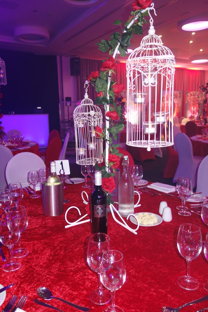 birdcage table centres roses floral flowers