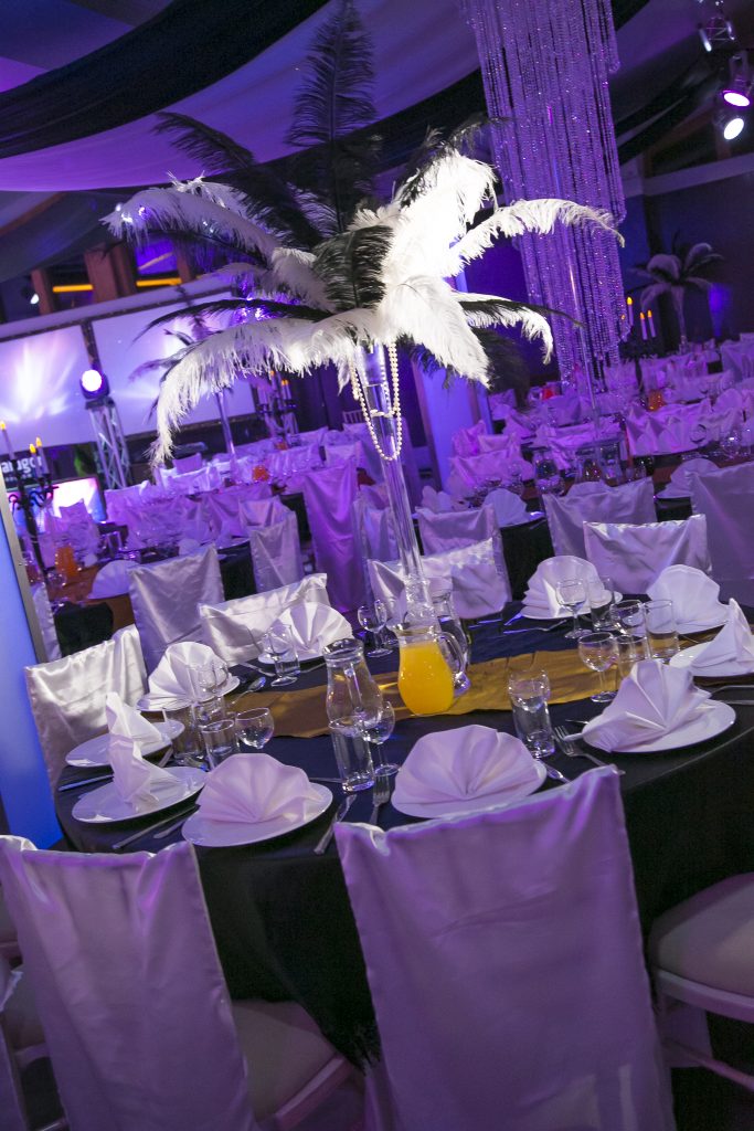 black and white table centres