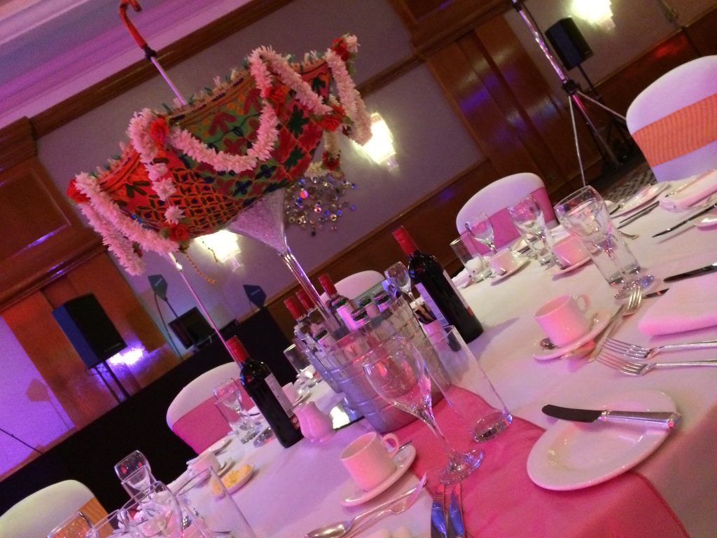bollywood umbrella table centres